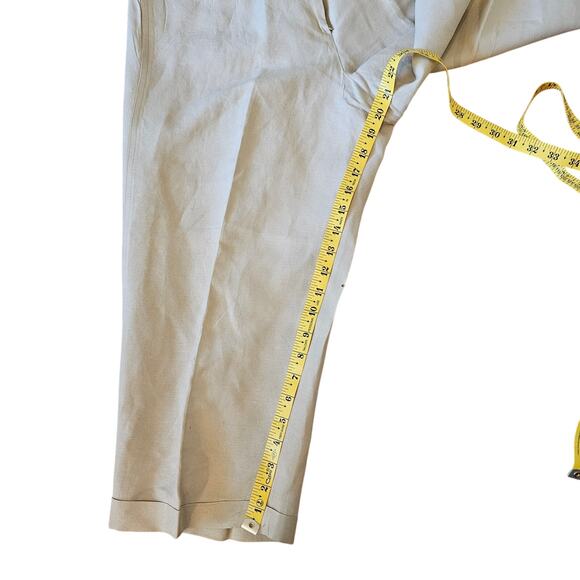 Larry Levine Petite Beige Linen Capri Dress Pants Trousers Size 12P - Picture 7 of 7